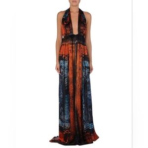 BALMAIN Silk Halter Maxi Dress